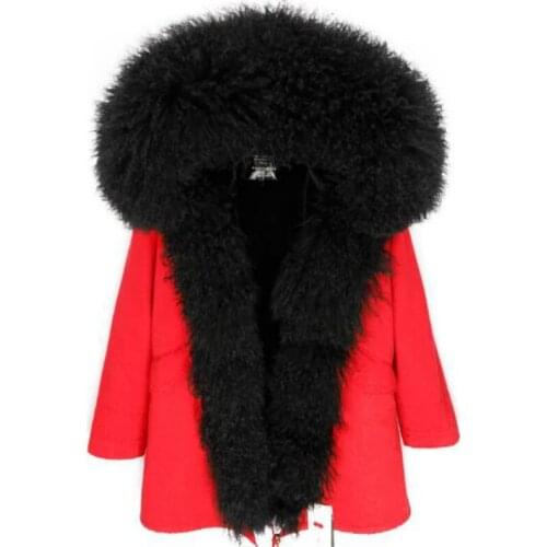 2020 new Fashion Womens mongolia sheep fur Hooded Coat Outwear Winter Jacket Luxurious lamb fur parka