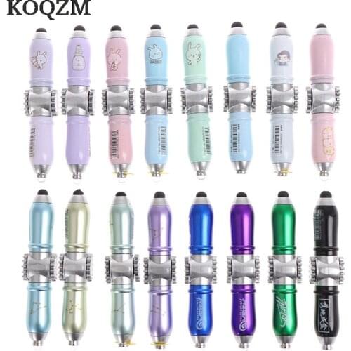 New Multifunctional Fingertip Gyro Pen Rotating Pen Blue Ballpoint Pen LED Luminous Stylus Decompression Pen