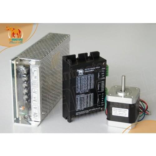 New Arrival! Wantai Nema 17 Stepper Motor 42BYGHW609 56oz-in+Driver DQ420MA 1.7A 36V 128Micro+Power CNC Plasma Grind Foam Laser