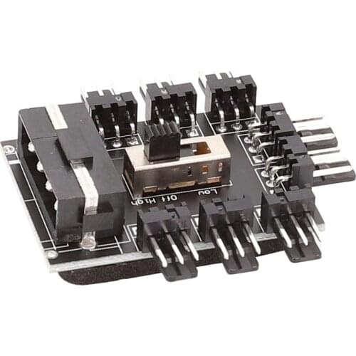 Cooling Fan Hub 2 Speed Control IDE PCB Adapter Durable PC Computer 1 To 8 Way 3pin 12V Adhesive Splitter Accessories CPU Case