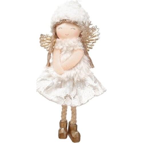P15D 3PCS Christmas Ornament Doll Winged Angel Doll Pendant Hanging Decoration Gifts for Kids Girls Boys (White Pink Grey)