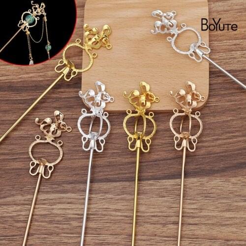BoYuTe (5 Pieces/Lot) 26.5*56MM Alloy Hair Stick Fit 6-8MM Beads Handmade Diy Jewelry Accessories Materials