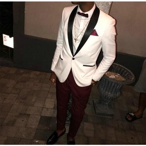 Blue Prom Men Wedding Suits White Peaked Lapel Tuxedo Groom Groomsman Best Man Terno Masculino Slim Fit Mens Suits With Pants