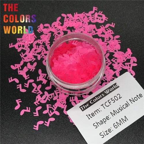 TCT-213 Single Musical Note Shape Neon Bright Matte Colors 6MM Solvent Resistant Nail Glitter Nail Art Decoration Handwork DIY