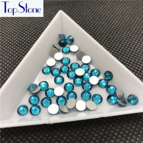 Topstone ss3-ss34 Rhinestone Flatback Blue Zircon Color Glass Crystal 3D Glitter Nail Art Stone Non Hot Fix Glue on