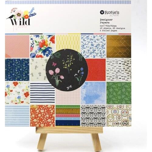 YPP CRAFT 40pcs 6" Single-side Printed Wild Flowers pattern creative papercraft art paper handmade scrapbooking kit set books