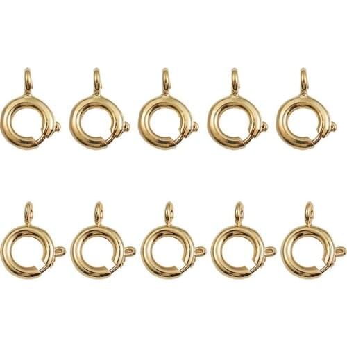20pcs Copper Plated 18K True Gold Spring Ring Clasp With Open Jump Ring Clasp For Chain Necklace Connectors Jewelry Making