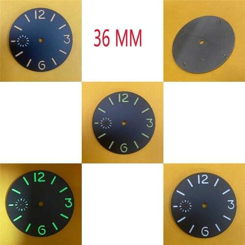 36MM Green Luminous Watch Dial Fit for ETA6497/ST3600 Watch Movement Modification Part