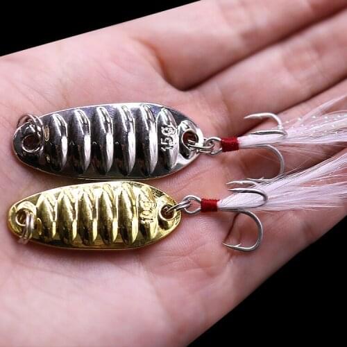 1pc Golden Silver Metal Spoon Lure Spinner Vibrating Sequins 5g 10g 15g Leech Fishing Lure Hard Baits for Treble Hook Tackle
