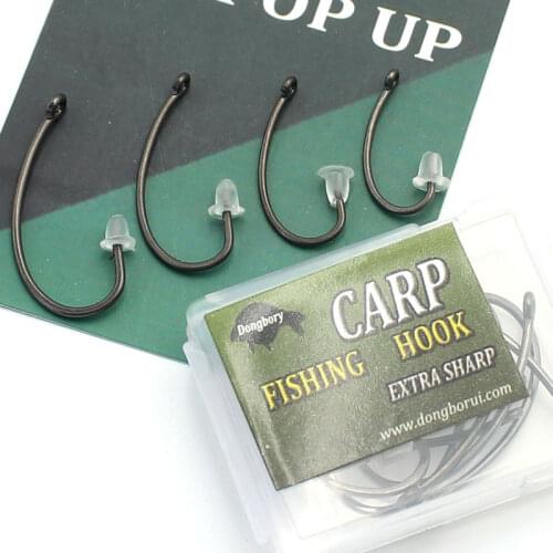 10Pcs/Box Carp Fishing Hook High Carbon Steel Barbed Mugga Carp Hook Curve Clamp Handle Fish Hook For Carp Fishing Tackle