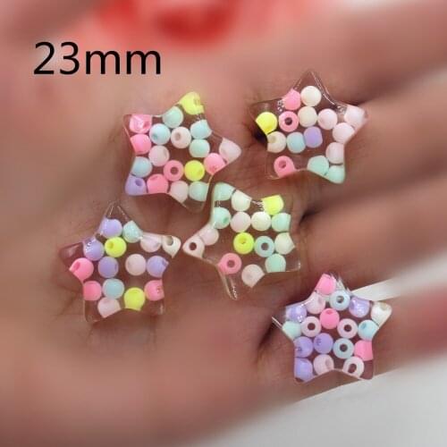 10pcs/lot DIY resin cabochons accessories flat back resin kawaii star with colorful beads