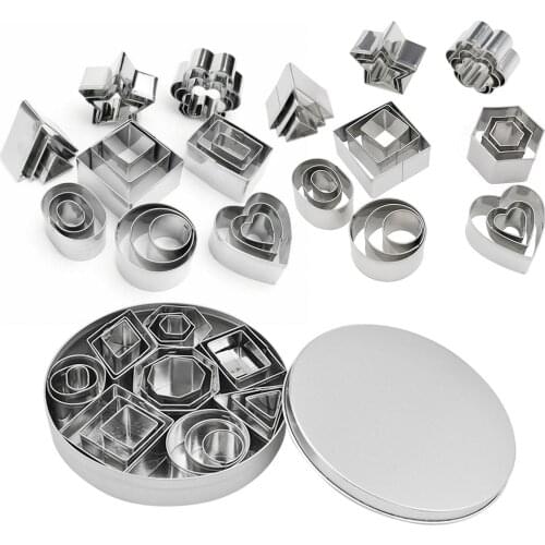 24pcs/set Cake Cutter Biscuit Mold Stainless Steel Rectangle/Hexagon/Octagon/Heart/Flowr/Star/Oval/Triangle DIY Baking Cook Tool