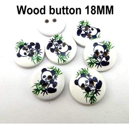 30PCS 18MM Wooden Painting Panda Buttons Fits Round Coat Boots Sewing Clothes Accessory MCB-1034