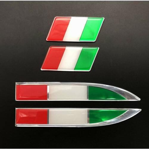 4pcs Italy Italian Flag Car Trunk Fender Auto Emblem Badge Decals Sticker