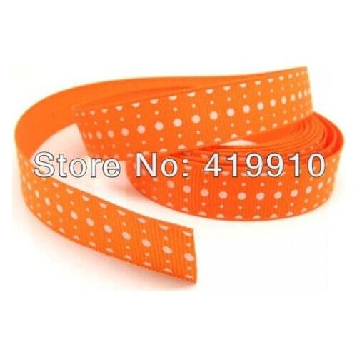 5 Yards Orange Dot 16mm Wide Wedding Craft Printed Grosgrain Ribbon C18