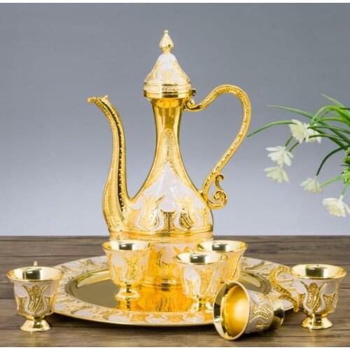 8pcs/set Europe metal wine glasses set zinc alloy wine set antique hip flask wine glass gift set room decoration JJ064