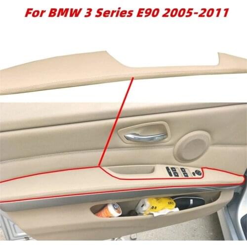 Car Left Front Door Handle Driving Door Armrest Panel Leather Trim Cover for BMW 3 Series E90 325I 2005-2009-2011 Beige
