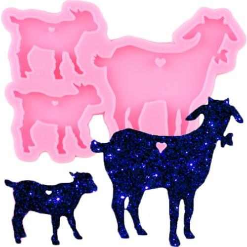 Shiny Glossy Goat Silicone Mold Epoxy Resin Craft Keychain Molds Polymer Clay Pendant Moulds DIY Handmade Necklace Charms Mould