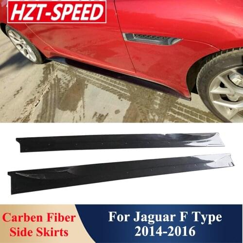 1 Pair Real Carben Fiber Side Skirts Extensions Car Body Part For Jaguar F Type Modification 2014-2016