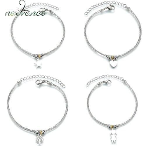 Nextvance New Heart Star Tree Beads Bracelet Stainless Steel Girl Pendant Chain Bracelet For Women Gift Dropshipping