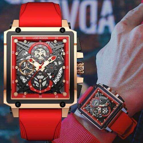 2021 LIGE Top Brand Luxury Man Watch Waterproof Square Sports Quartz Wristwatches Relogio Masculino Orologio Uomo Watch For Man