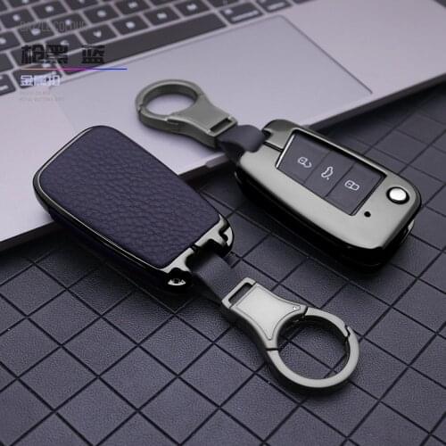 2019 Durable Galvanzed Alloy&Leather Car key case cover For Volkswagen VW Bora POLO GOLF 7 mk7 Passat TIGUAN for Skoda Octavia