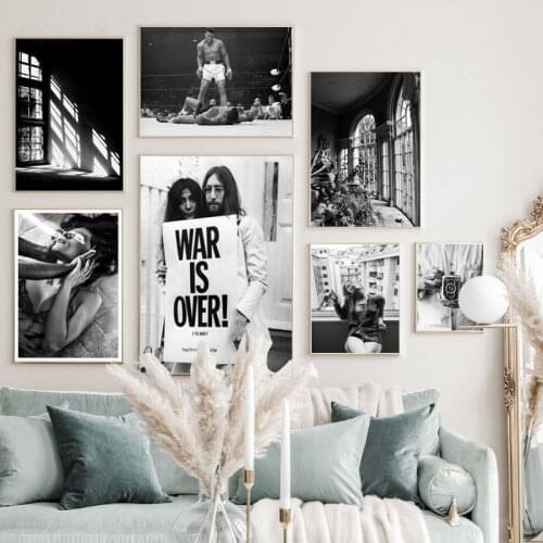 Black And White Fashion Posters The War Is Over Canvas Paintings For Parlor Decoration Or Home Living Room Decor