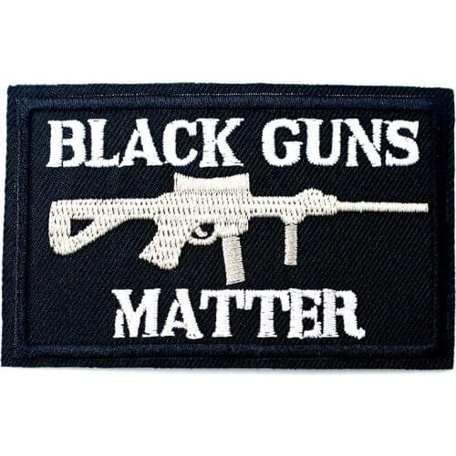 BLACK GUNS ... Size:5.0x7.9cm DIY Embroidery Badge Applique Clothes Ironing Clothing Sewing Supplies Decorative Badges