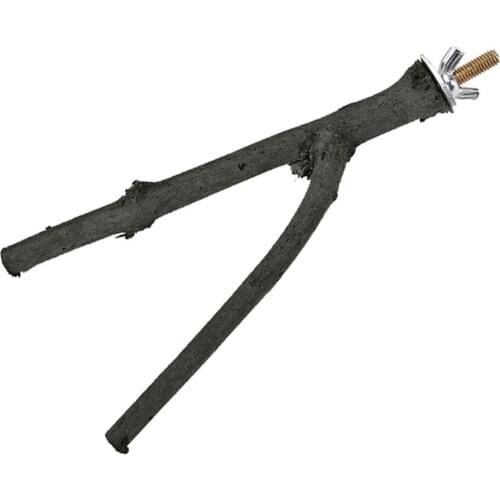 Cute Pet Parrot Wood Fork Stand Rack Toy Hamster Branch Perches Bird Cage