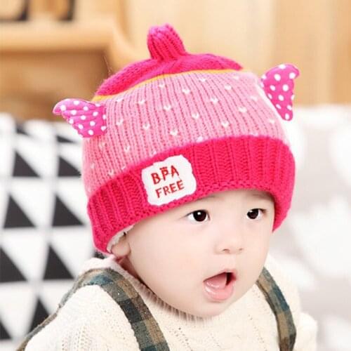 Childrens Winter Warm Wool Hat Kids Cut Knit Cap Hats for Girls Boys Baby Gifts Cartoon Baby Caps