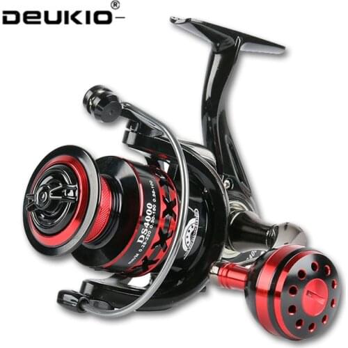 DEUKIO Metal Fishing Reel 13Kg Max Drag 2+1BB 5.0:1 Aluminium Spool Spinning Wheel DS2000-7000 Series Sea Fishing Tackle Goods