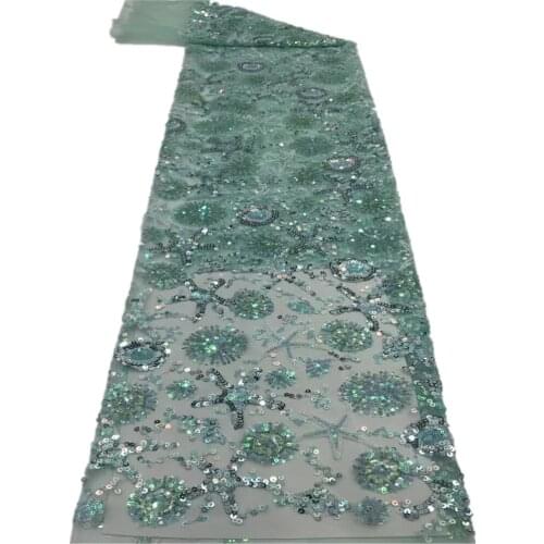 SJ Lace African Lace Fabric 2021 High Quality Sequins Milk Silk Lace French Guipure Lace Fabric For Wedding Dress Sewing hx4-59