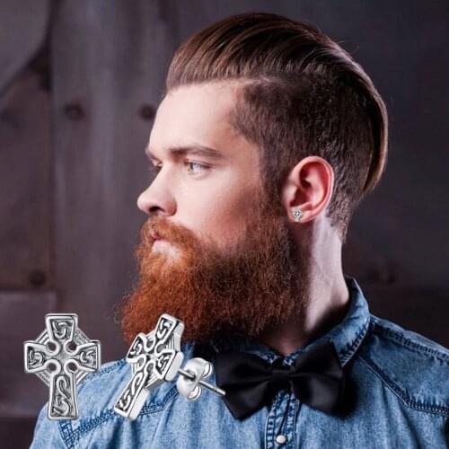 TINY MENS KNOT IRISH CROSS SMALL STUD EARRINGS FOR WOMEN FOR MEN STAINLESS STEEL JEWELRY