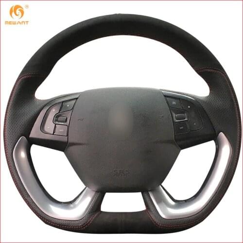 MEWANT Black Leather Black Suede Car Steering Wheel Cover for Citroen DS5 DS 5 DS4S DS 4S Interior Accessories Parts