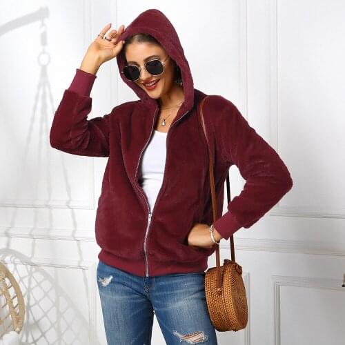 Fashion Fall Winter Solid Zipper Thick Warm Faux Fur Fox Coat White Hoodie Women Plus Size Rabbit Fur Jacket Women Warm Coat