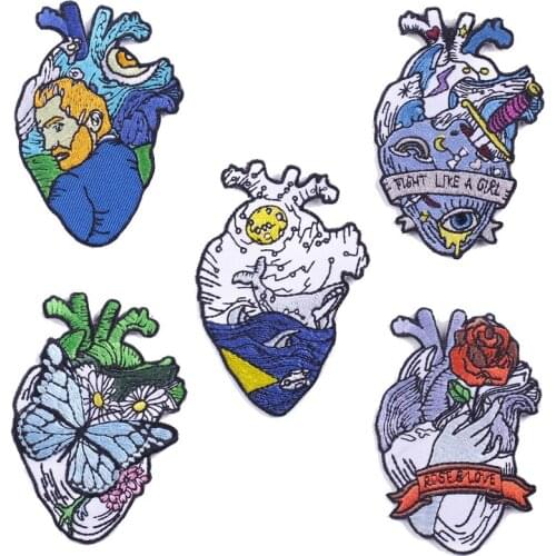 Iron On Heart Patches For Clothing Iron On Embroidered For Kid Clothes Appliques Stickers On DIY T-shirt Badges Decor