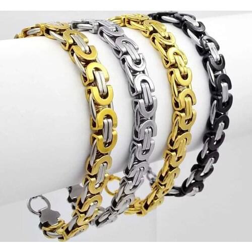 Stainless Steel Gold Plated Men Hand Chain Bracelet Link Male Accessory Hip Hop Rock Wristband Jewelry Dropshipping Wholesale