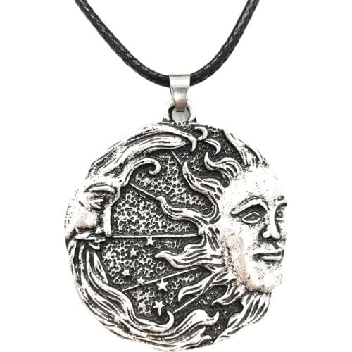 Nostalgia 10Pcs Wicca Sun And Moon Necklace For Women Men Pendant Wholesale Aesthetic Witch Jewlery