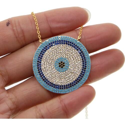 2021 New Micro zirconia Greek Evil Eye Charm Silver color Lucky Blue Eyes Necklace Elegant Women Girls Exquisite Gift Jewelry