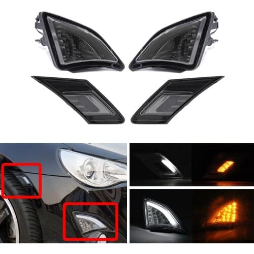 Smoked Lens White/Amber Front Led Side Marker Lights Corner Lamp Combo Kits For Toyota GT-86 FT-86 Scion FR-S 2013