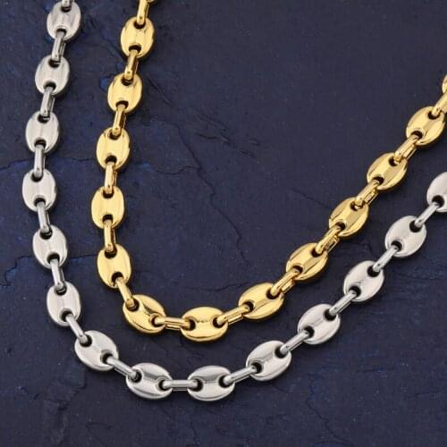 GUCY 16-30inch Solid Back Cuban Link 8mm&10mm Gold Silver Color Mens Hip Hop Stainless Steel Necklace Personality Jewelry