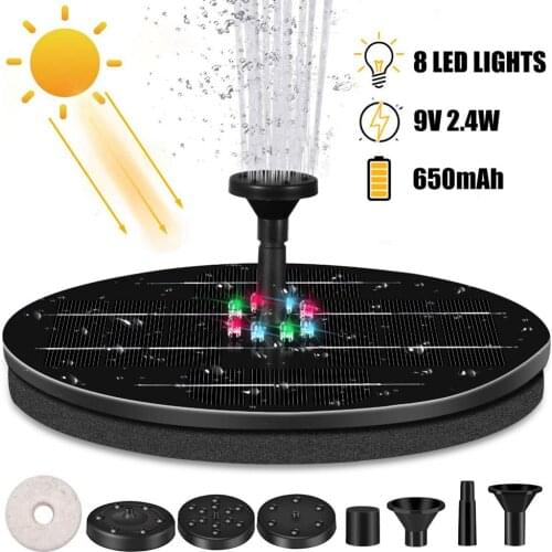 4W 12V Solar Fountain Floating Water Pump Birdbath With 8 LED Colorful Lights Garden Decoration Pond Swimming Pool Dropshipping