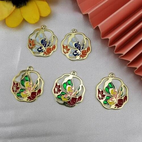 10pcs/lot 23x26mm Colorful Butterfly Charms Pendant Enamel Metal Small Charms Necklace Bracelet DIY Jewelry Making Accessories