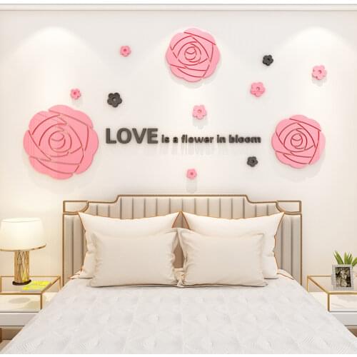 WS175 Romantic flower stickers paint the living room background room bedside warm wall 3D wall paste decoration