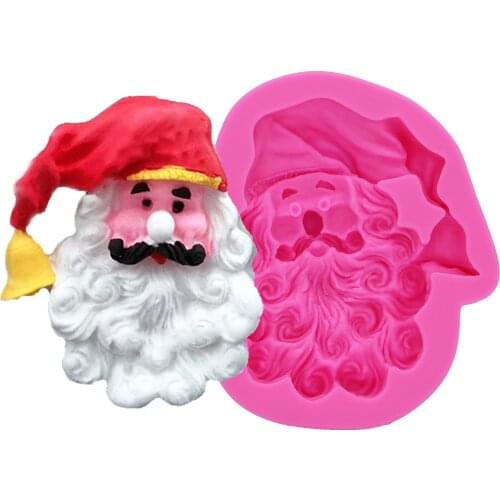 Christmas Santa shaped 3D fondant cake silicone mold for polymer clay molds chocolate pastry candy making decoration tools F1171