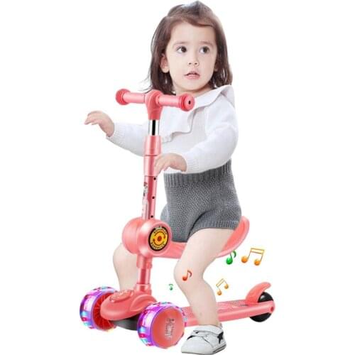 3 Wheel Kick Scooter Aluminum alloy skateboard kids Adjustable Height Flashing Light Wheel Foot Scooters Toys Gifts for Children