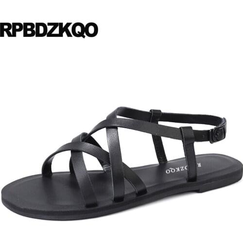 Designer beach shoes summer high quality gladiator ladies black brown women sandals flat casual open toe 2019 roman slingback