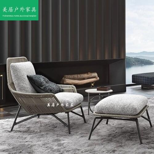 Nordic imitation rattan outdoor furniture, leisure sofa, balcony, garden, patio, table, chair and foot single