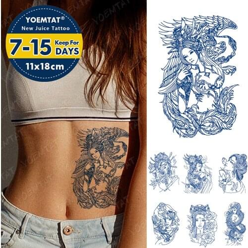 Juice Ink Tattoos Body Art Lasting Waterproof Temporary Tattoo Sticker Beauty Geisha Prajna Tatoo Arm Fake Wing Dragon Tatto