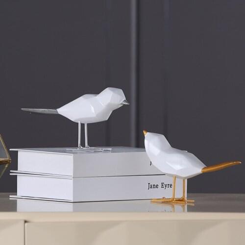 Modern Resin Dird TV cabinet Decoration soft showroom model room entrance living room Nordic bird statue Silver Golden